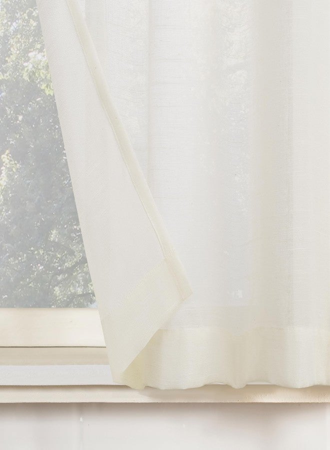 Archaeo Slub Textured Linen Blend 2-Pack Cafe Curtain Pair, 56" W x 36" L, Ivory - Image 5